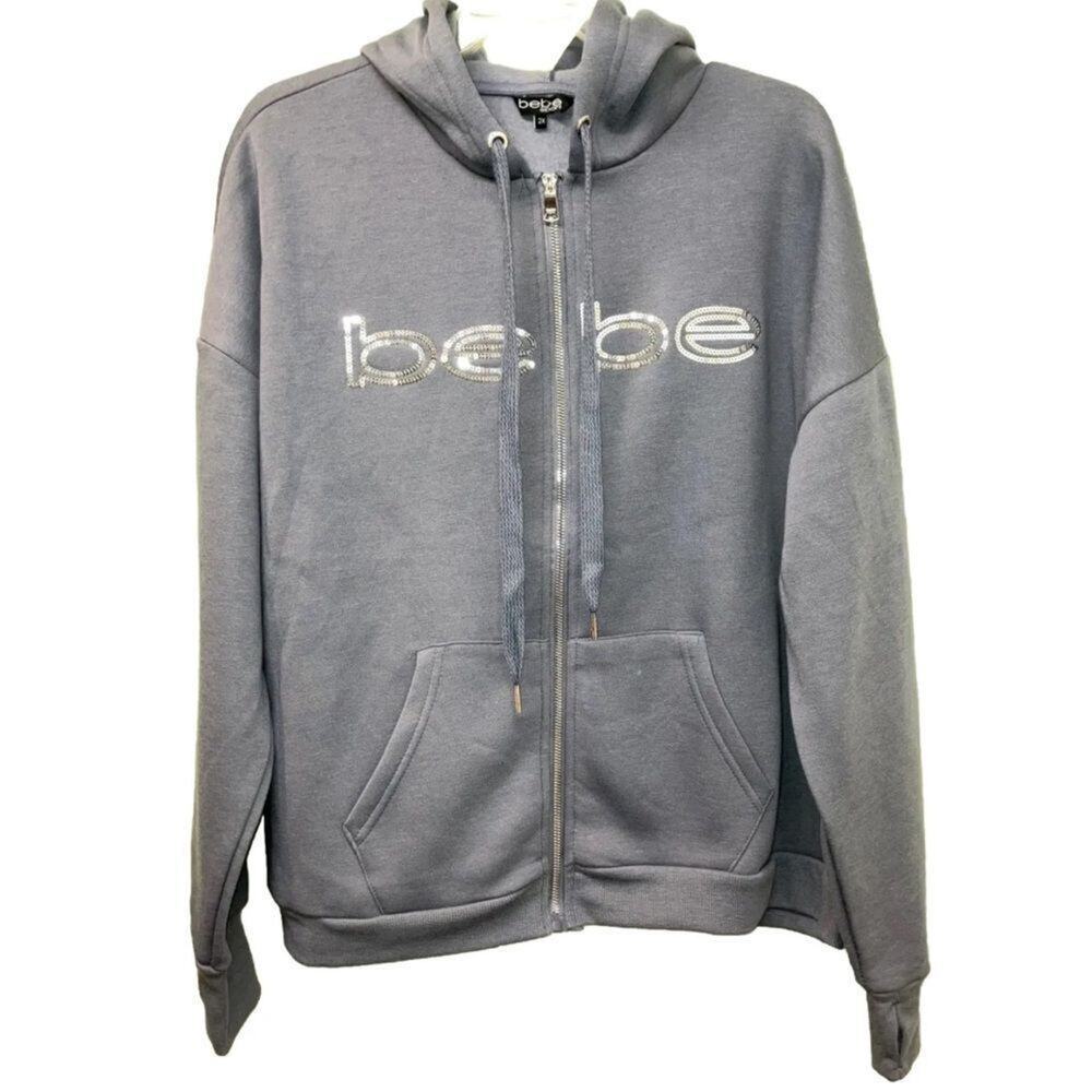 Bebe Sport Long Sleeve Hoodie with Front Zip Pockets Size 1X New MSRP $104